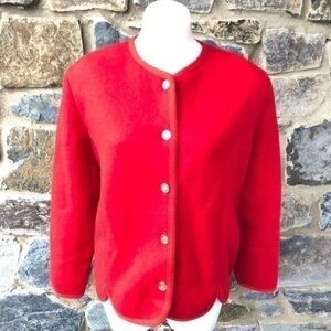 Vintage Archie Brown & Son 100% wool Red Sweater blazer Cardigan size L